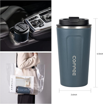 Travel Coffee Mug, 17oz Insulated Tumbler with Lid Spill Proof, Leakproof Stainless Steel Vacuum Cups for Iced / Hot Coffee Gift for Mothers & Fathers