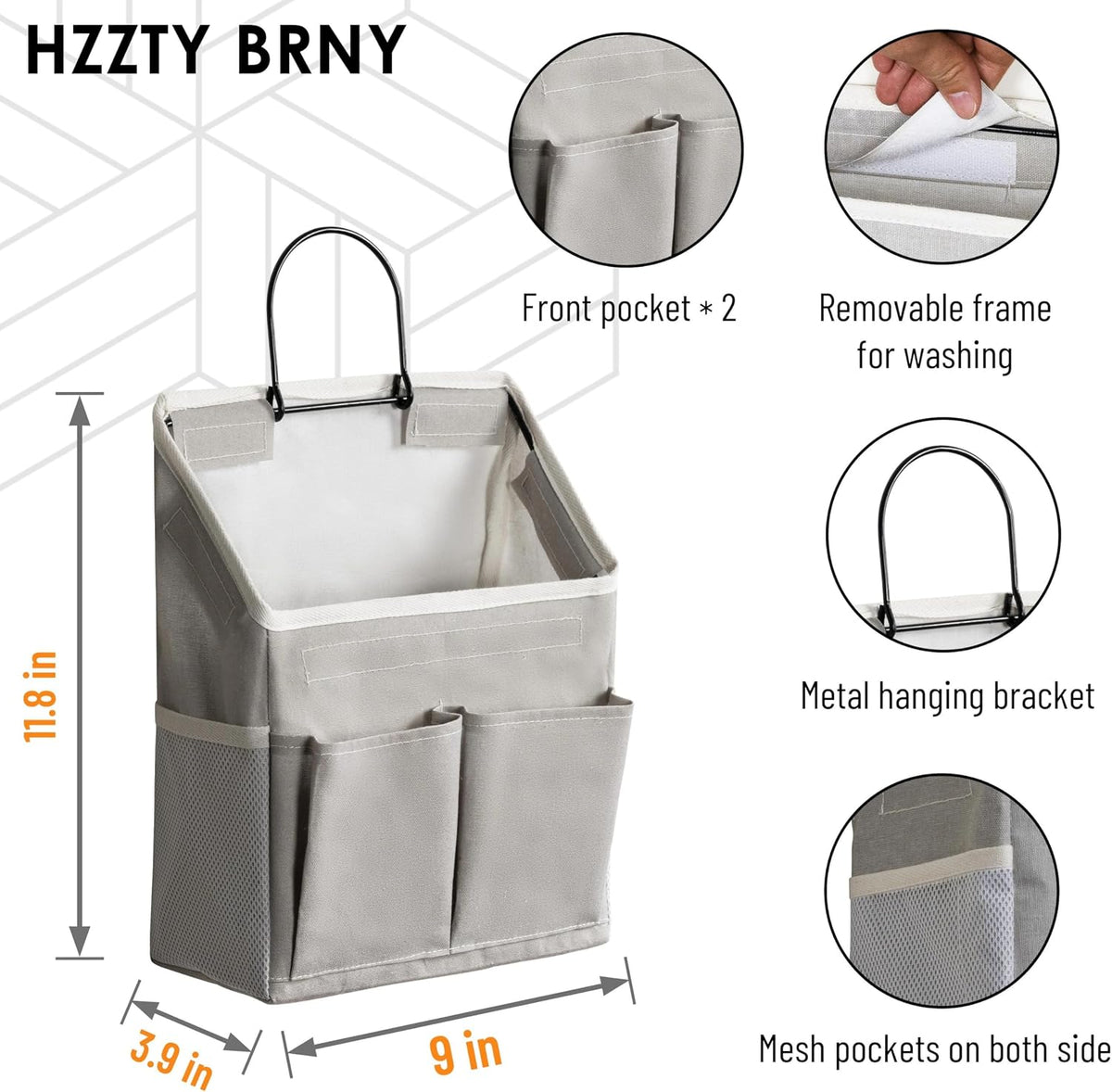 2pcs Small Wall Hanging Storage Bag, Pure White