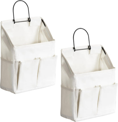 2pcs Small Wall Hanging Storage Bag, Pure White