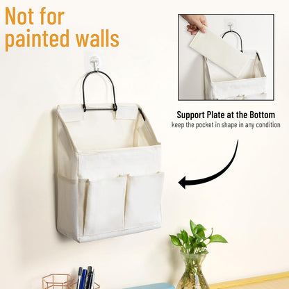 2pcs Small Wall Hanging Storage Bag, Pure White