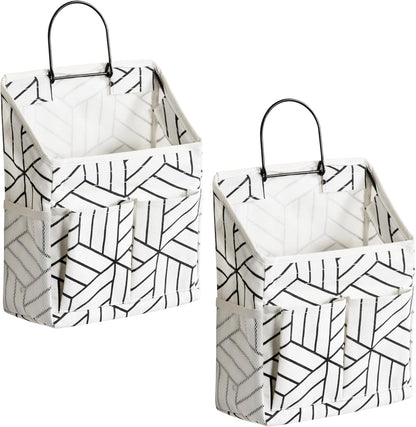 2pcs Small Wall Hanging Storage Bag, Pure White