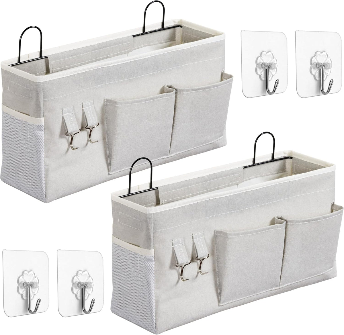 2pcs Small Wall Hanging Storage Bag, Pure White