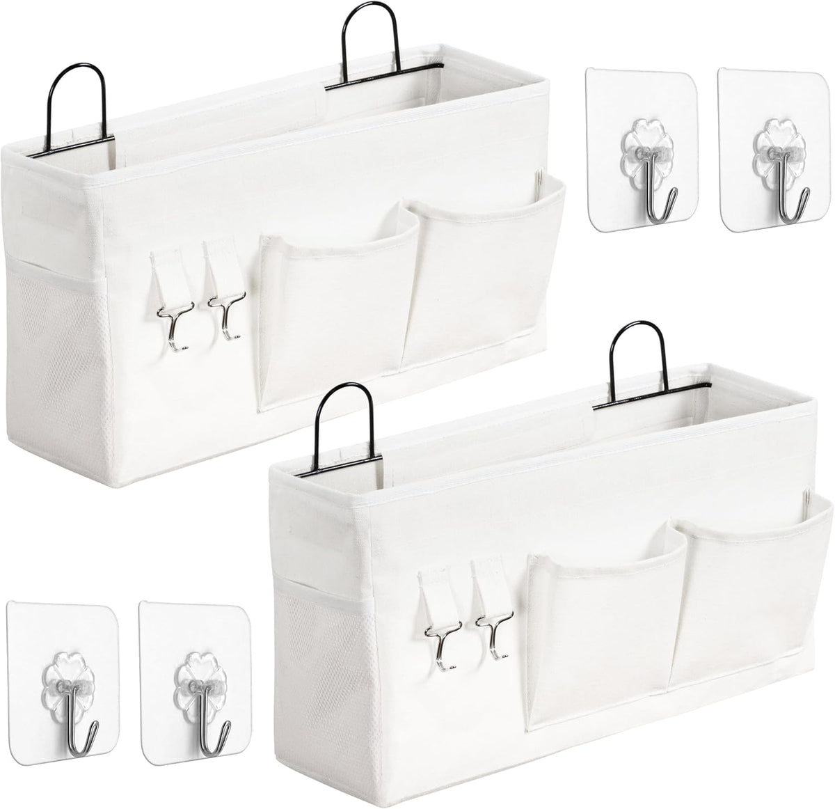 2pcs Small Wall Hanging Storage Bag, Pure White