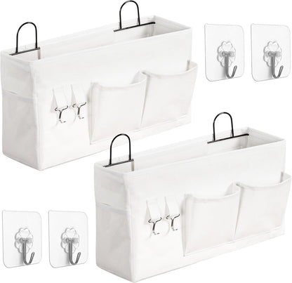 2pcs Small Wall Hanging Storage Bag, Pure White