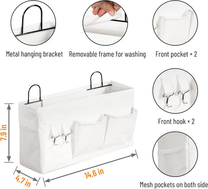 2pcs Small Wall Hanging Storage Bag, Pure White