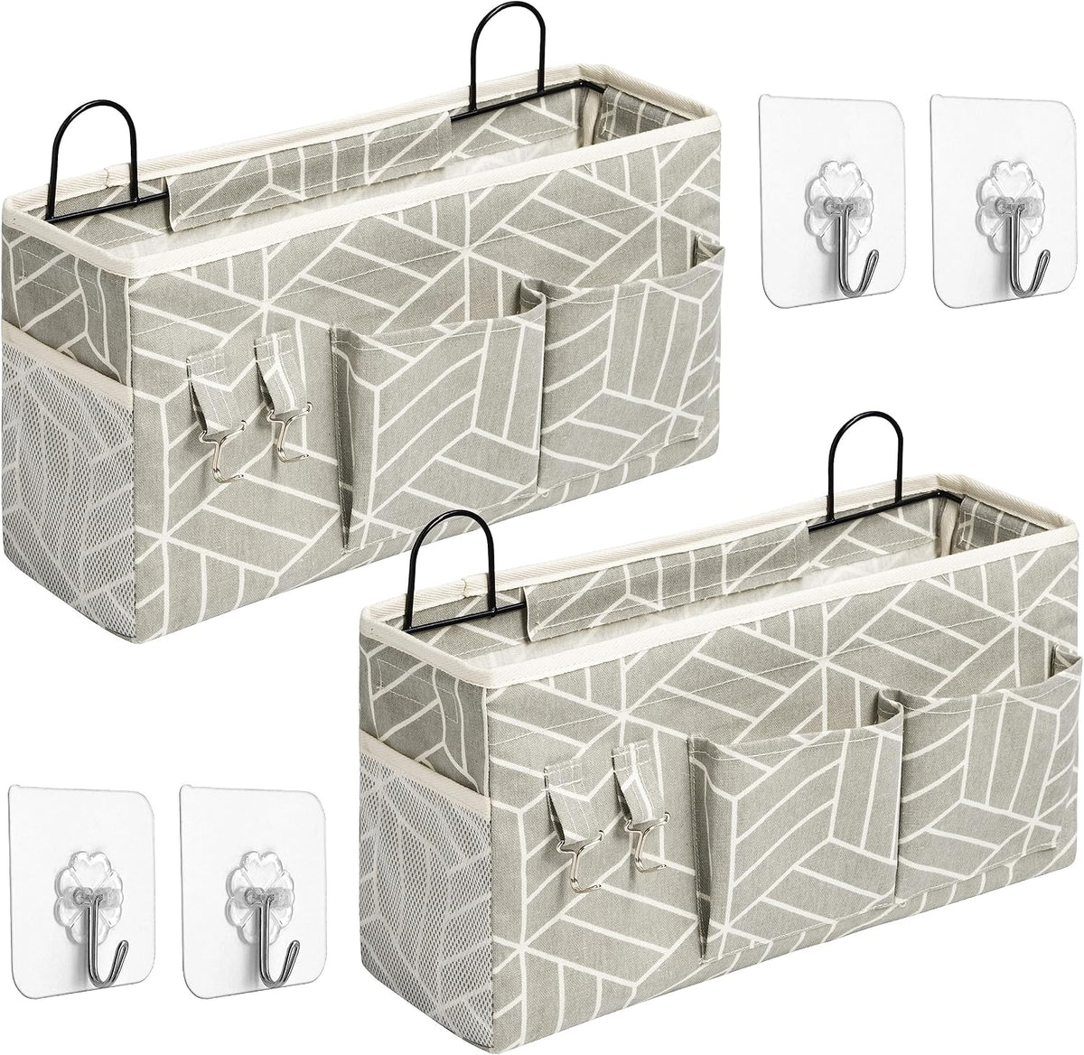 2pcs Small Wall Hanging Storage Bag, Pure White