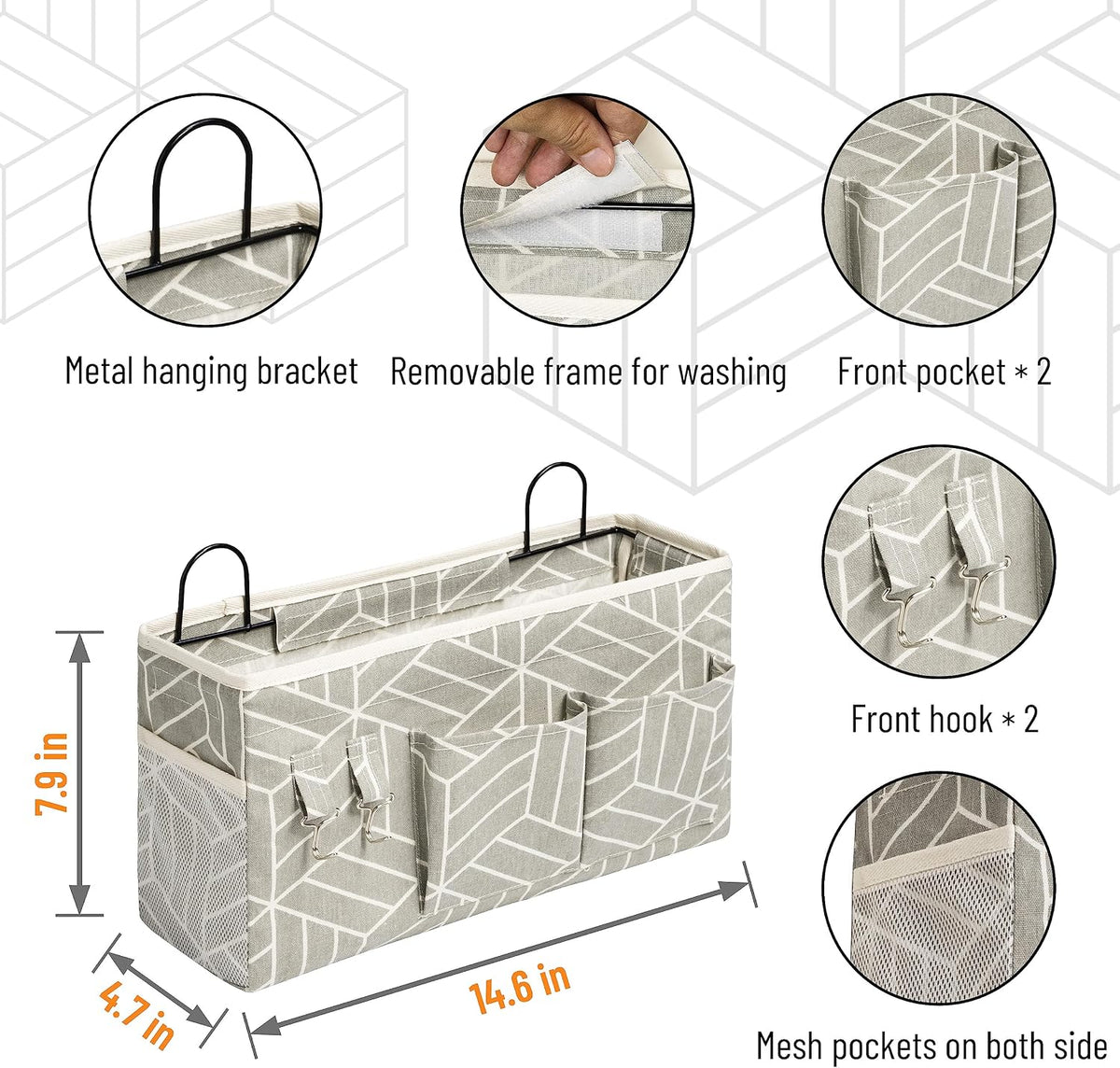 2pcs Small Wall Hanging Storage Bag, Pure White