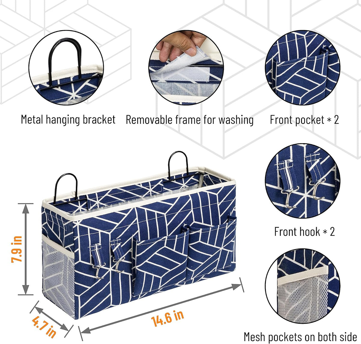 2pcs Small Wall Hanging Storage Bag, Pure White