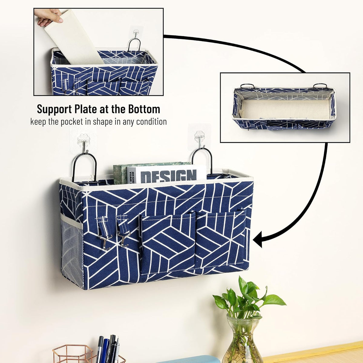 2pcs Small Wall Hanging Storage Bag, Pure White