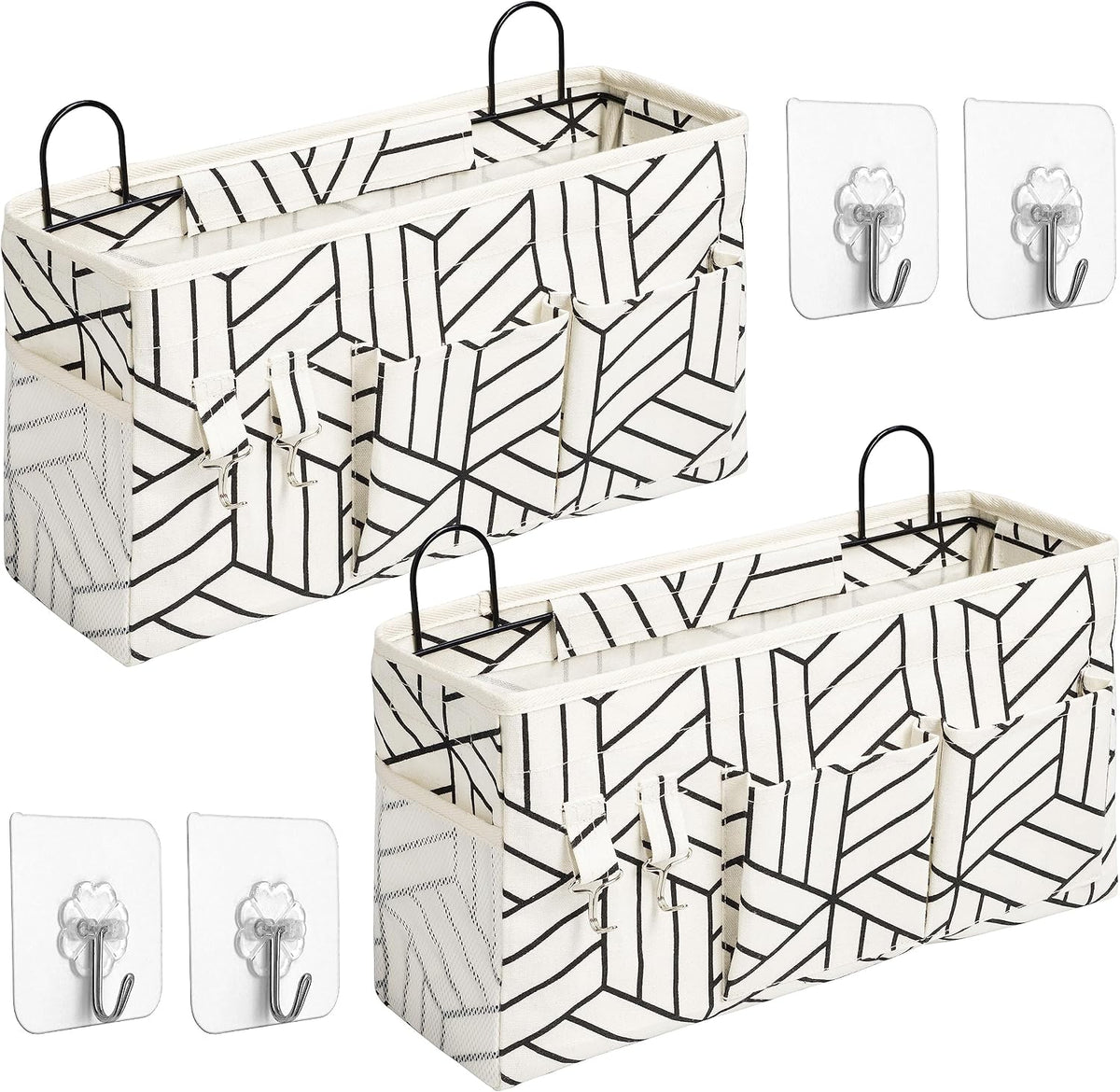 2pcs Small Wall Hanging Storage Bag, Pure White