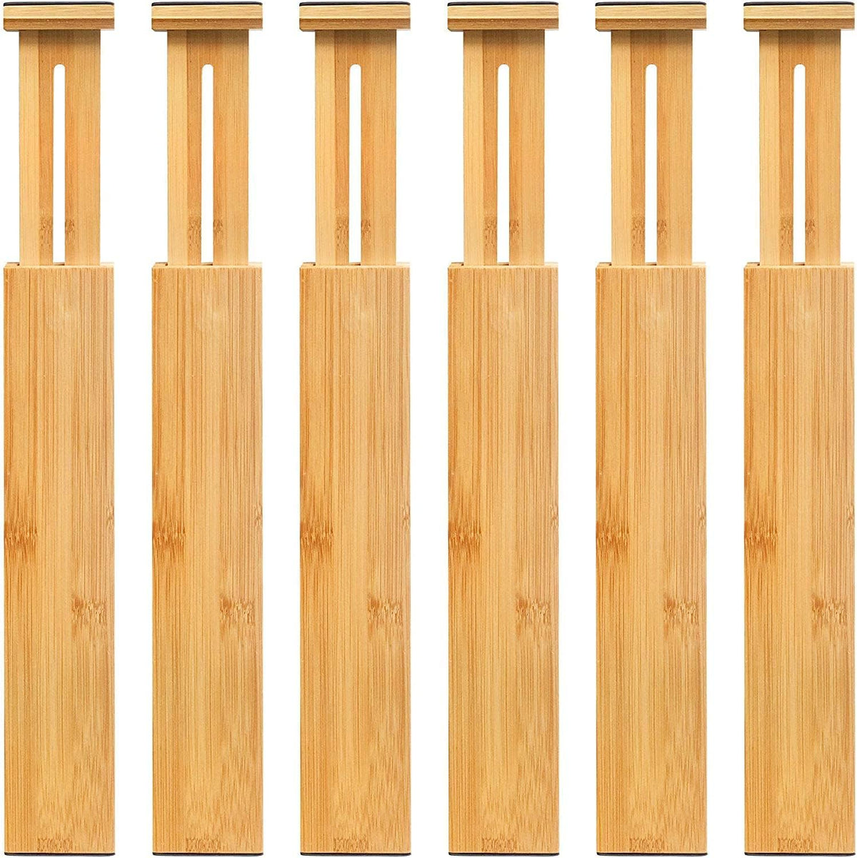 VaeFae Bamboo Drawer Dividers, 4" High Adjustable 16.6" - 21.8" Clothes Drawer Organizers, Expandable Separators for Bedroom/Bathroom/Kitchen/Office Storage