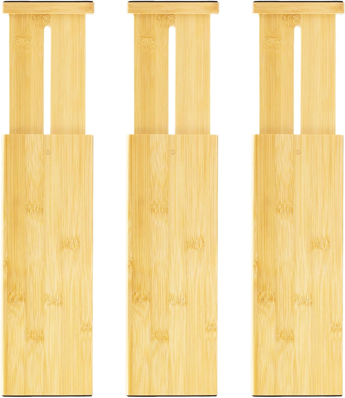 VaeFae Bamboo Drawer Dividers, 4" High Adjustable 16.6" - 21.8" Clothes Drawer Organizers, Expandable Separators for Bedroom/Bathroom/Kitchen/Office Storage