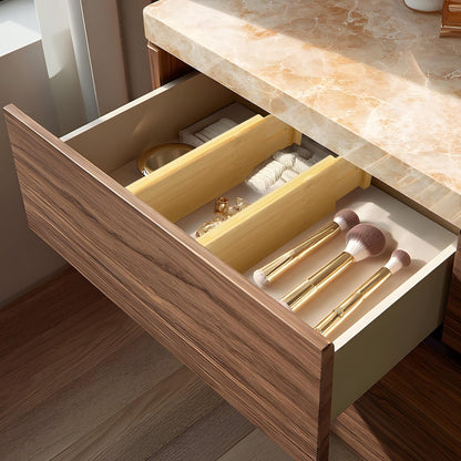 VaeFae Bamboo Drawer Dividers, 4" High Adjustable 16.6" - 21.8" Clothes Drawer Organizers, Expandable Separators for Bedroom/Bathroom/Kitchen/Office Storage