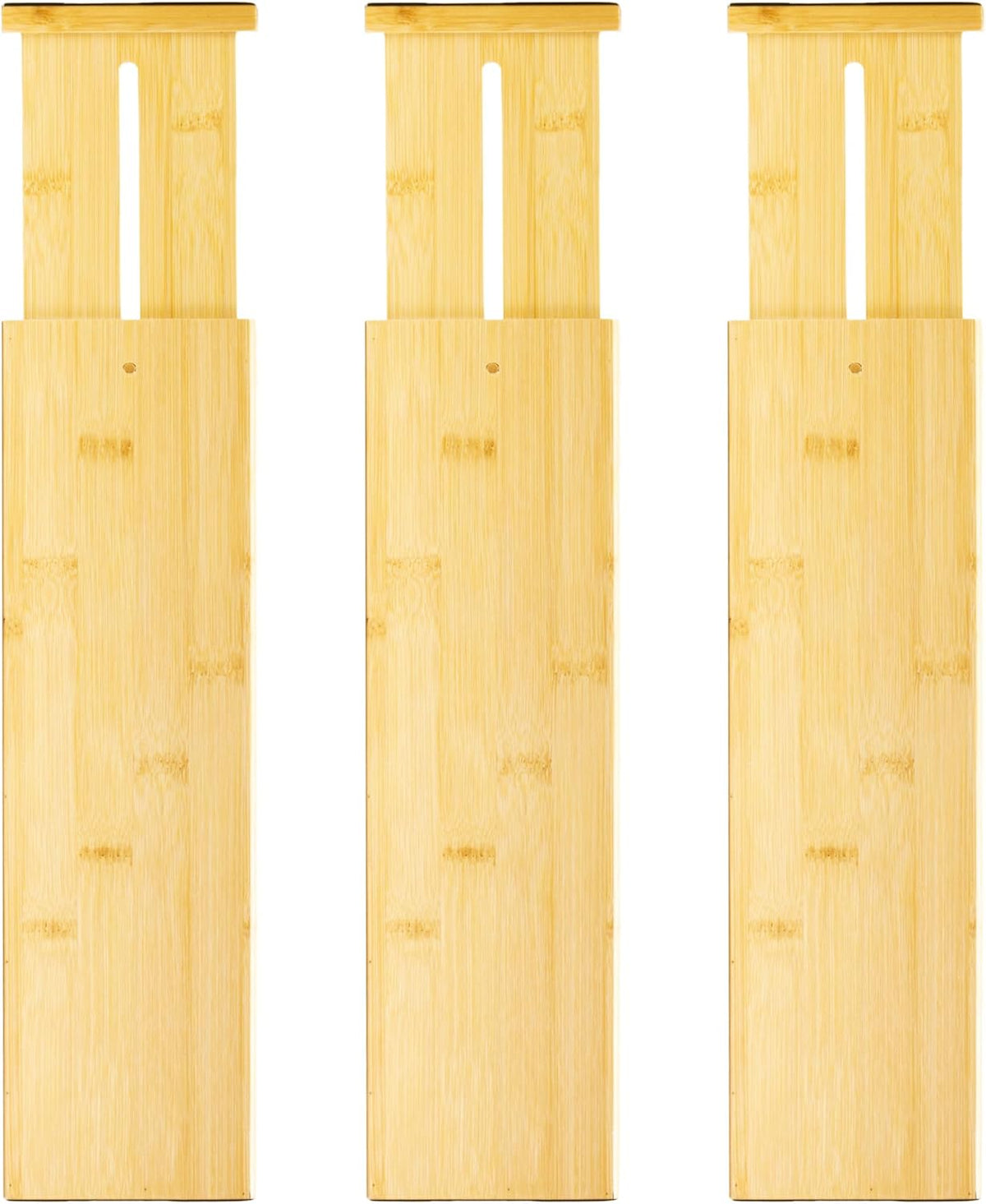 VaeFae Bamboo Drawer Dividers, 4" High Adjustable 16.6" - 21.8" Clothes Drawer Organizers, Expandable Separators for Bedroom/Bathroom/Kitchen/Office Storage