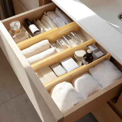 VaeFae Bamboo Drawer Dividers, 4" High Adjustable 16.6" - 21.8" Clothes Drawer Organizers, Expandable Separators for Bedroom/Bathroom/Kitchen/Office Storage