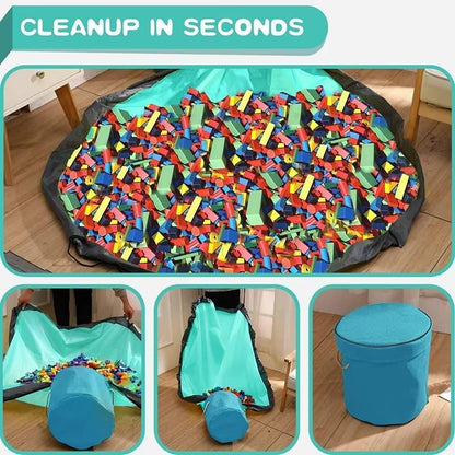 Collapsable Canvas Organizer bag with Drawstring and Clean up Mat