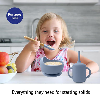 Silicone Baby Feeding Set 14 Pcs, Baby Led Weaning Set, 6M+, Beige