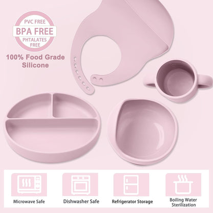 Silicone Baby Feeding Set 14 Pcs, Baby Led Weaning Set, 6M+, Beige