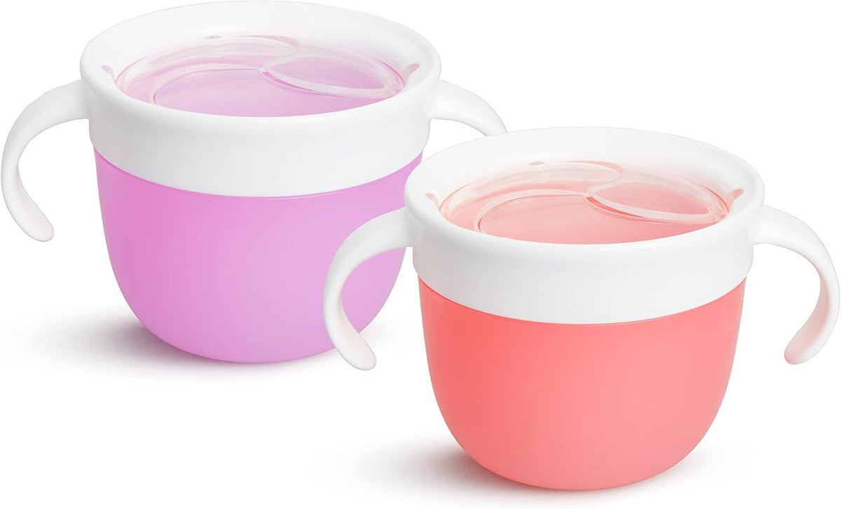 Snack Catcher Toddler Snack Cups, No Spil, Containers, Pink/Purple