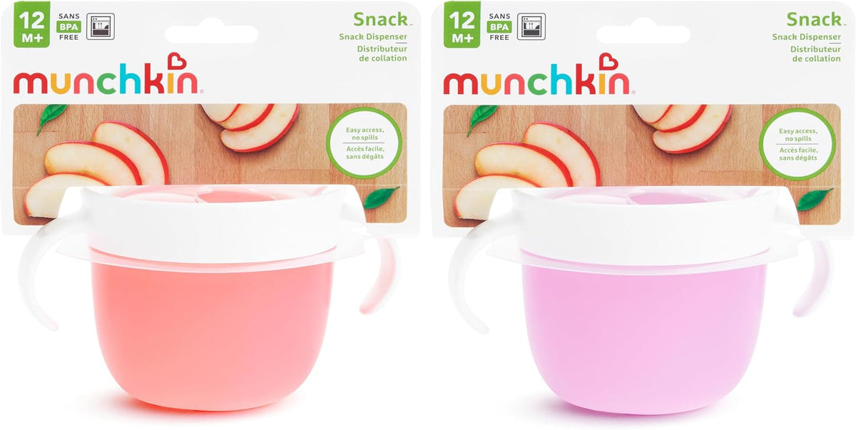 Snack Catcher Toddler Snack Cups, No Spil, Containers, Pink/Purple