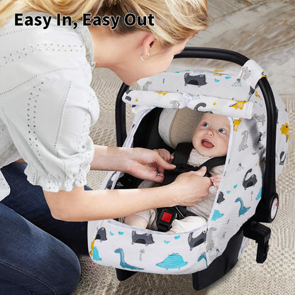 Baby Car Seat Cover Girl, Muslin Mesh Window Infant Carseat Canopy