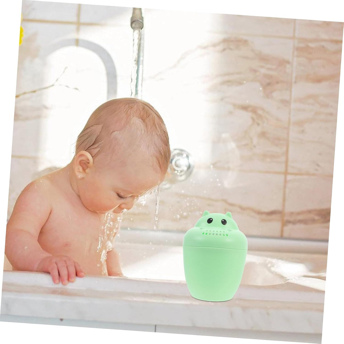 Baby Bath Rinse Cup for Newborns Large Shampoo Rinser Waterfall Design Safe Plastic for Gentle Rinsing During Bath Time