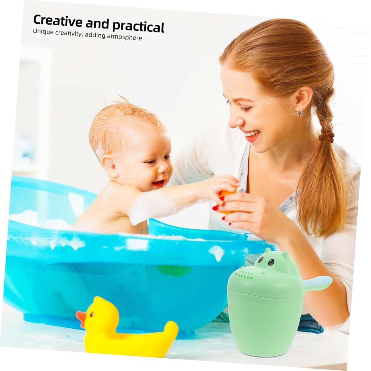 Baby Bath Rinse Cup for Newborns Large Shampoo Rinser Waterfall Design Safe Plastic for Gentle Rinsing During Bath Time