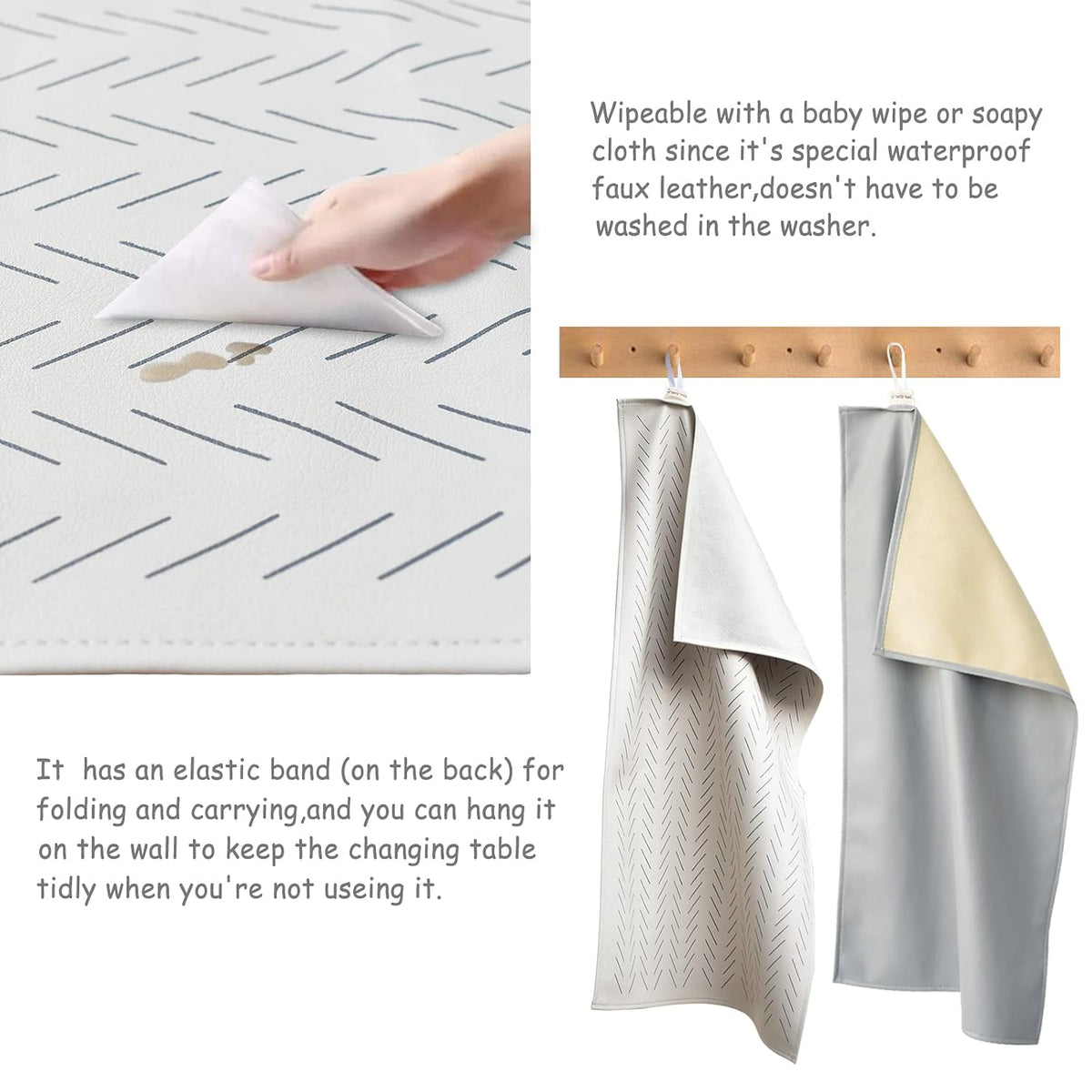 Changing Pad Portable Diaper Mat Baby Travel Changing Liner,2 Pack