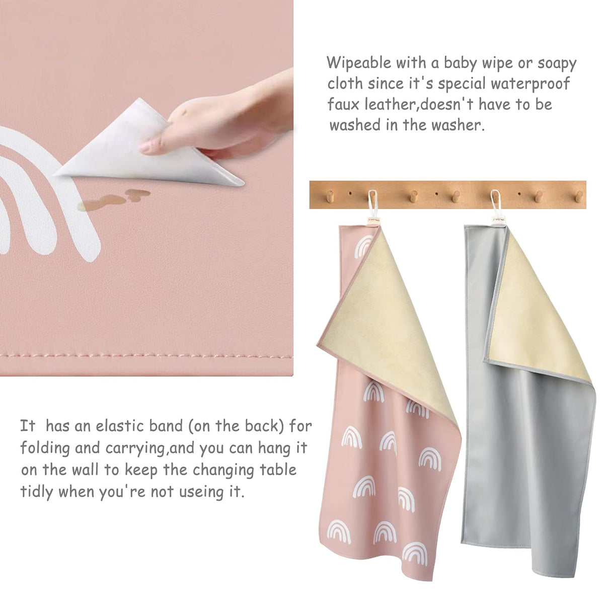 Changing Pad Portable Diaper Mat Baby Travel Changing Liner,2 Pack