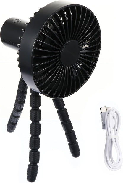 Portable Stroller Fan Clip-on Flexible Tripod Rechargeable Handheld Cooling Fan for Babies for Outdoor Travel and Office Use