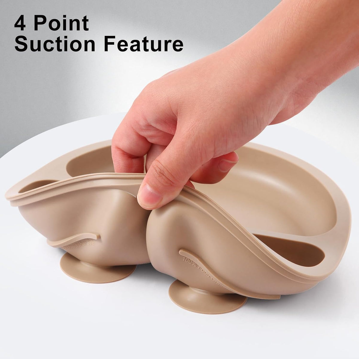 2 Pack Divided Toddler Plates with Suction, Spoons and Forks Set