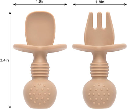 2 Pack Divided Toddler Plates with Suction, Spoons and Forks Set