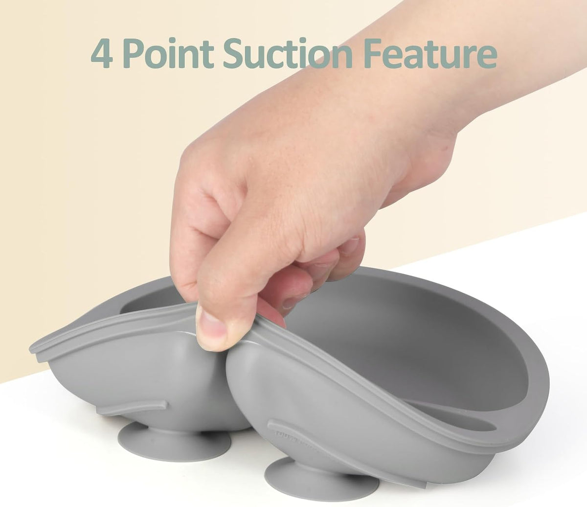 2 Pack Divided Toddler Plates with Suction, Spoons and Forks Set