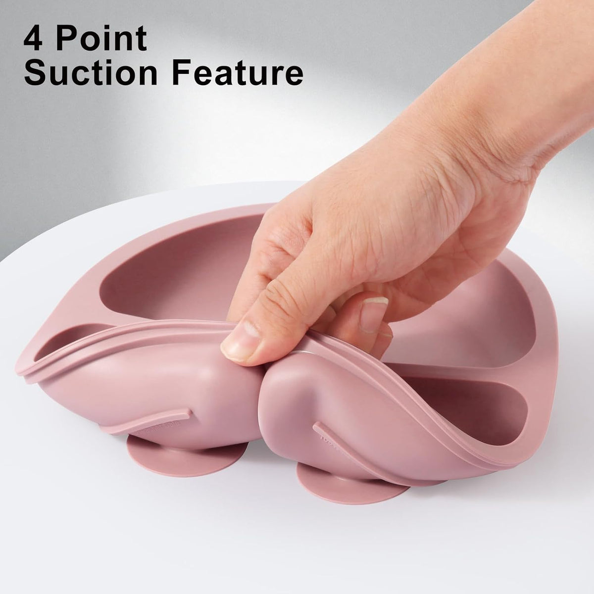 2 Pack Divided Toddler Plates with Suction, Spoons and Forks Set