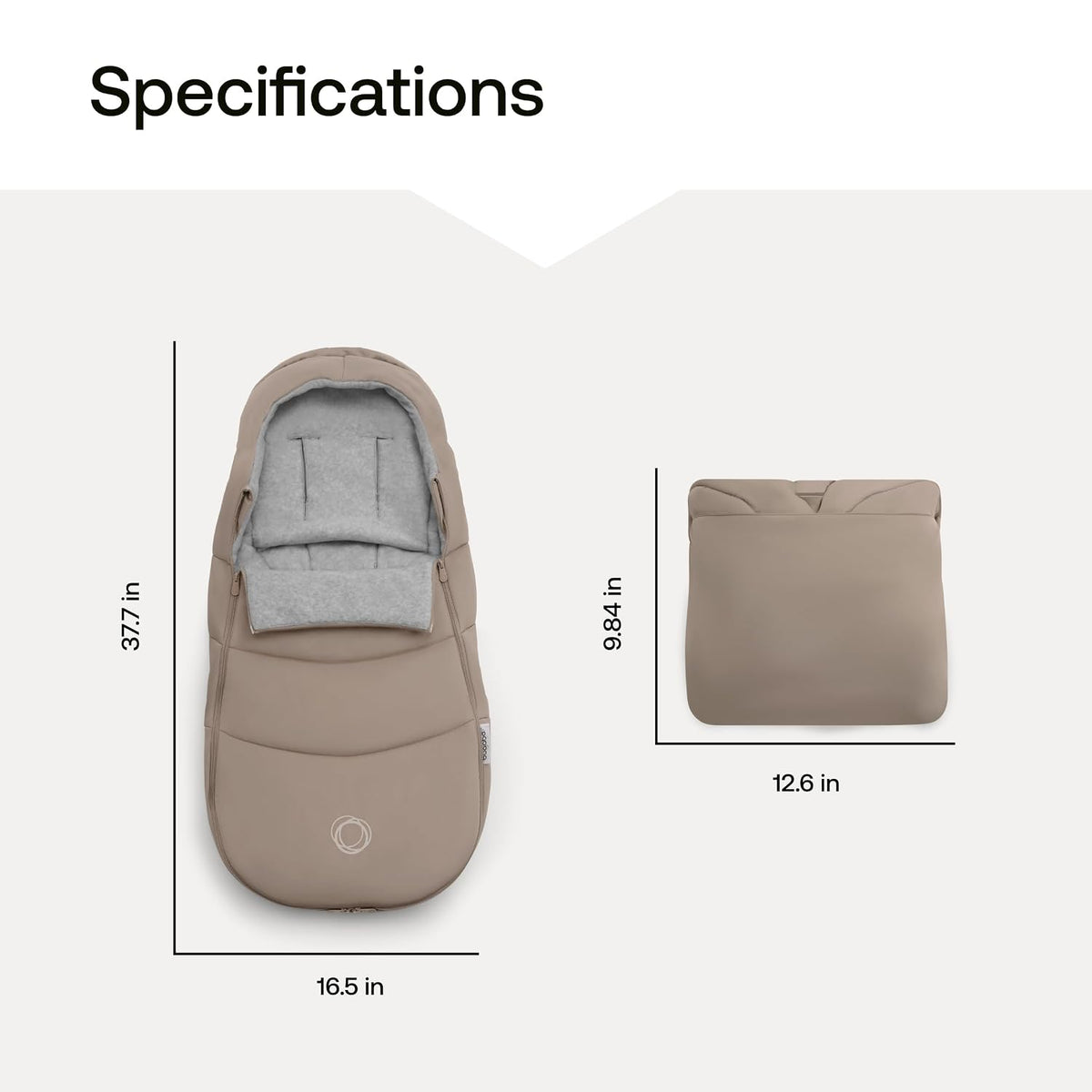 Footmuff - All-Season Stroller Accessory Weatherproof Climate Control Removable and Reflective (Moon Grey)