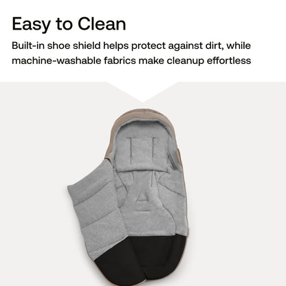 Footmuff - All-Season Stroller Accessory Weatherproof Climate Control Removable and Reflective (Moon Grey)