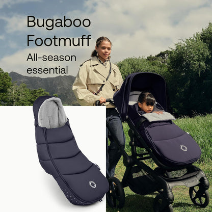 Footmuff - All-Season Stroller Accessory Weatherproof Climate Control Removable and Reflective (Moon Grey)