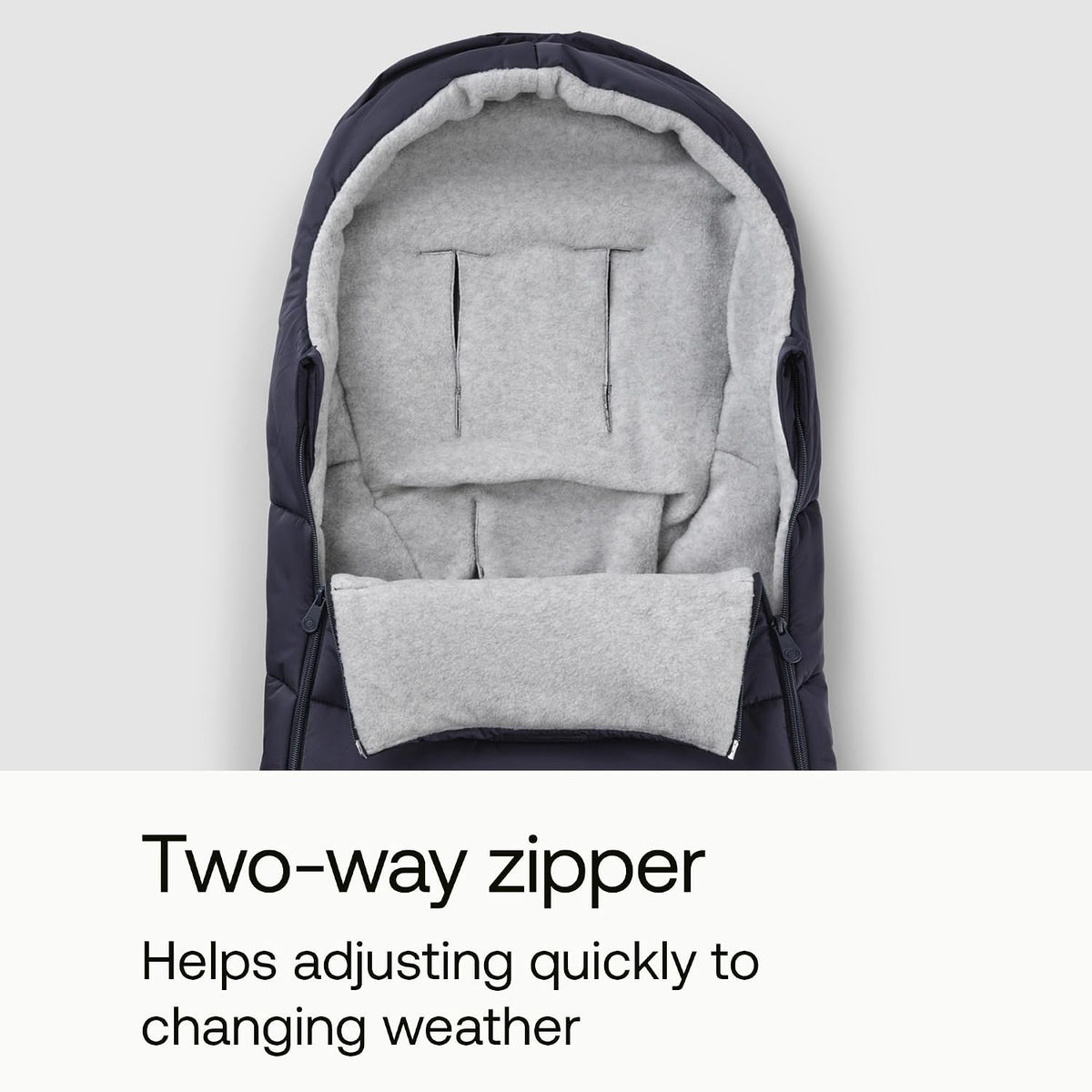 Footmuff - All-Season Stroller Accessory Weatherproof Climate Control Removable and Reflective (Moon Grey)