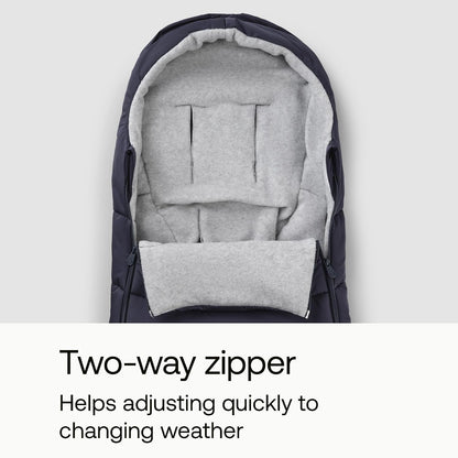 Footmuff - All-Season Stroller Accessory Weatherproof Climate Control Removable and Reflective (Moon Grey)
