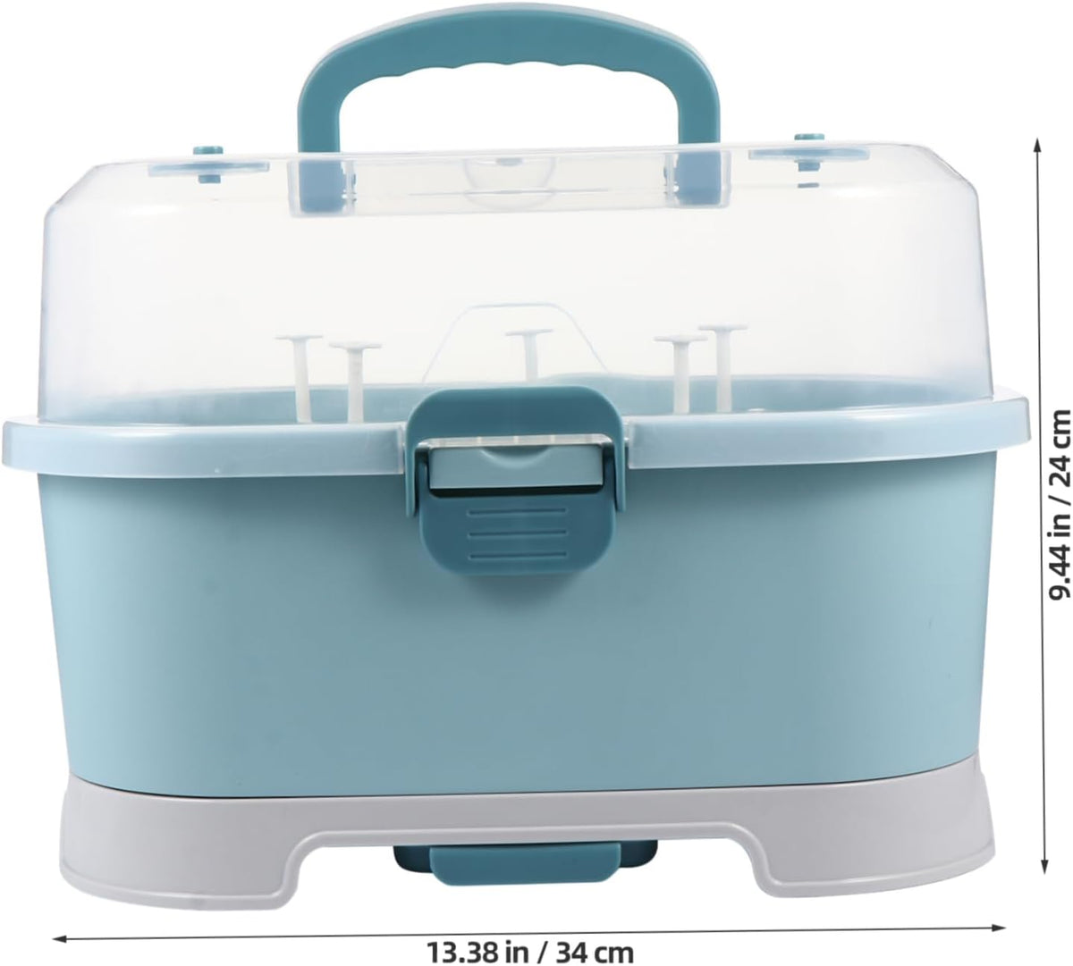 Baby Bottle Drying Rack with Cover Portable Nursing Bottle Storage Box Baby Bottle Holder Dinnerware Organizer for Home Kitchen Blue
