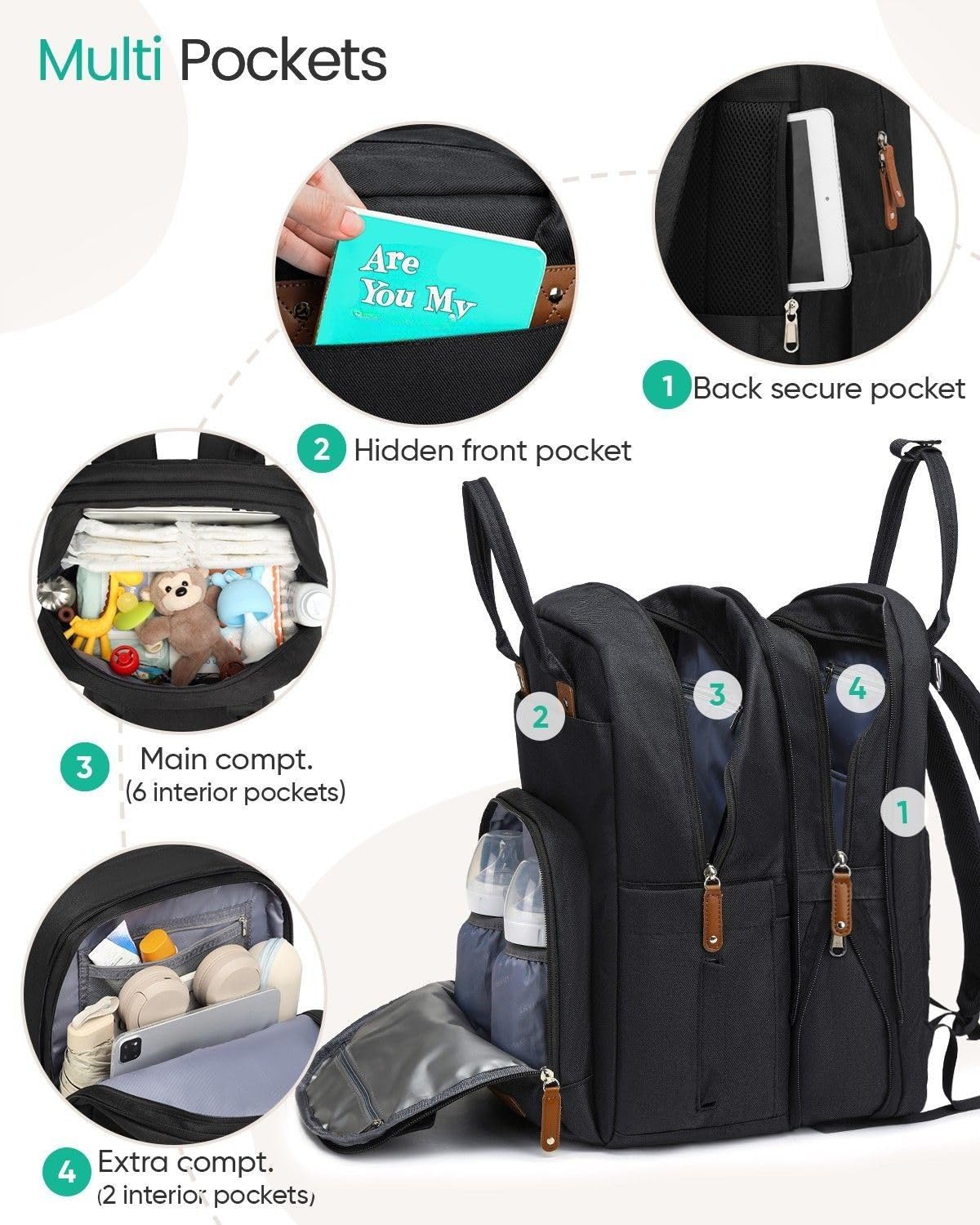 Extra Large Diaper Bag Backpack for 2 Kids Expandable 30-38L