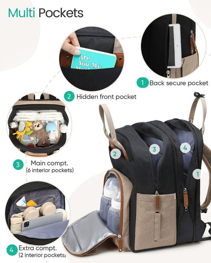 Extra Large Diaper Bag Backpack for 2 Kids Expandable 30-38L