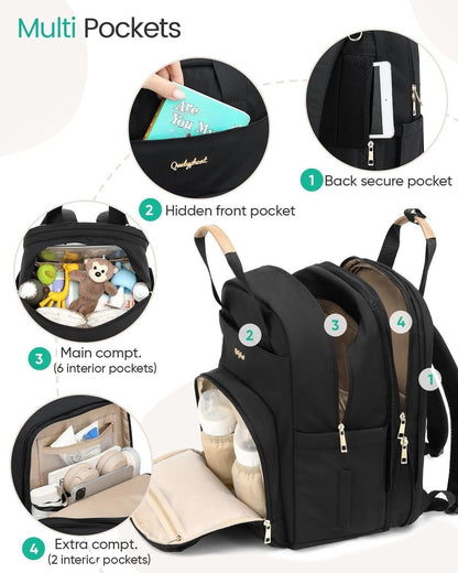 Extra Large Diaper Bag Backpack for 2 Kids Expandable 30-38L