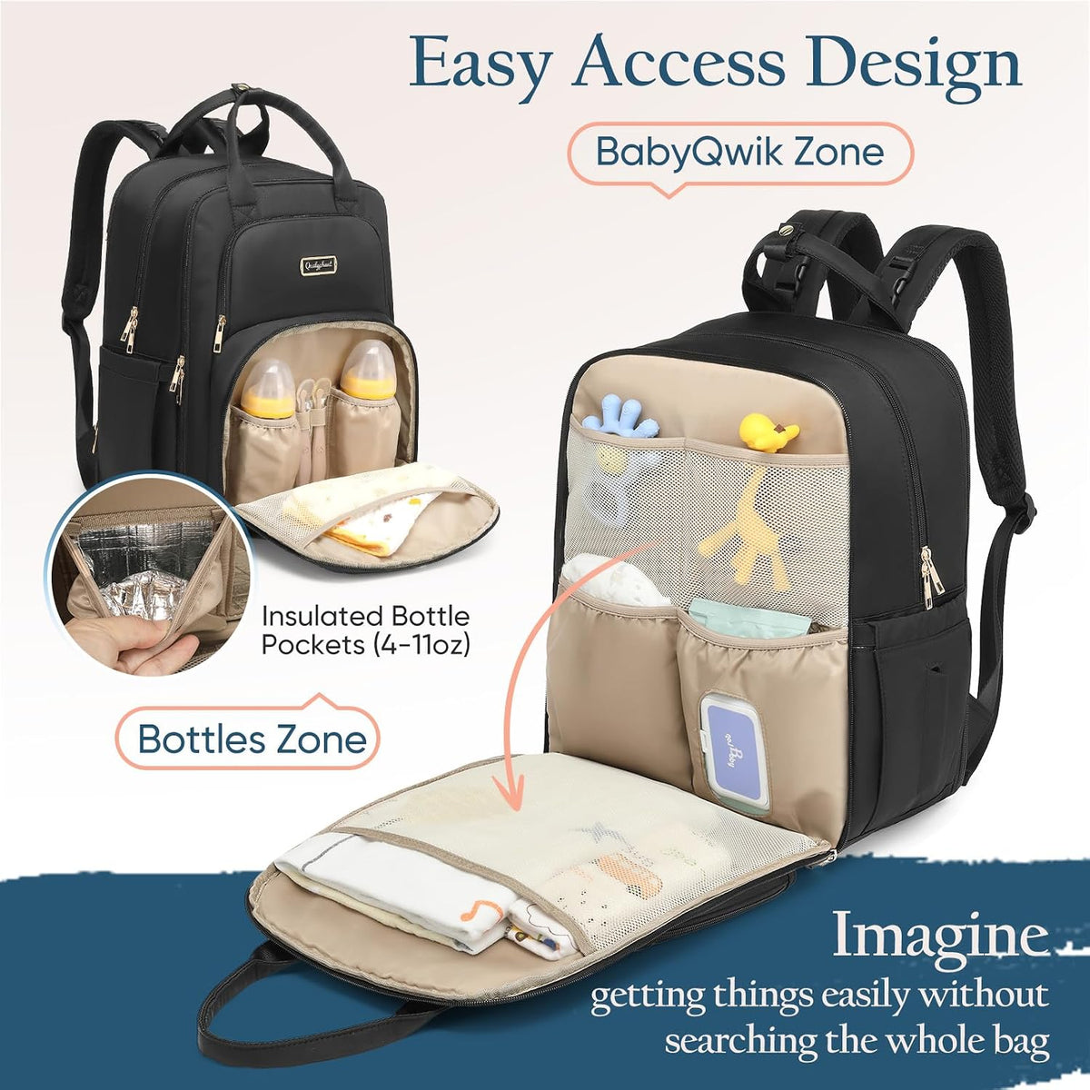 Extra Large Diaper Bag Backpack for 2 Kids Expandable 30-38L