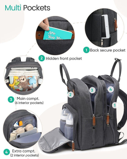 Extra Large Diaper Bag Backpack for 2 Kids Expandable 30-38L