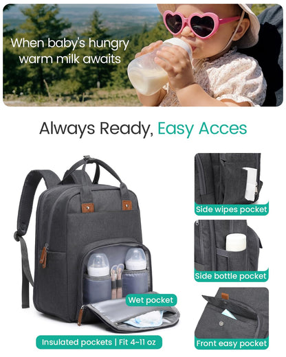 Extra Large Diaper Bag Backpack for 2 Kids Expandable 30-38L