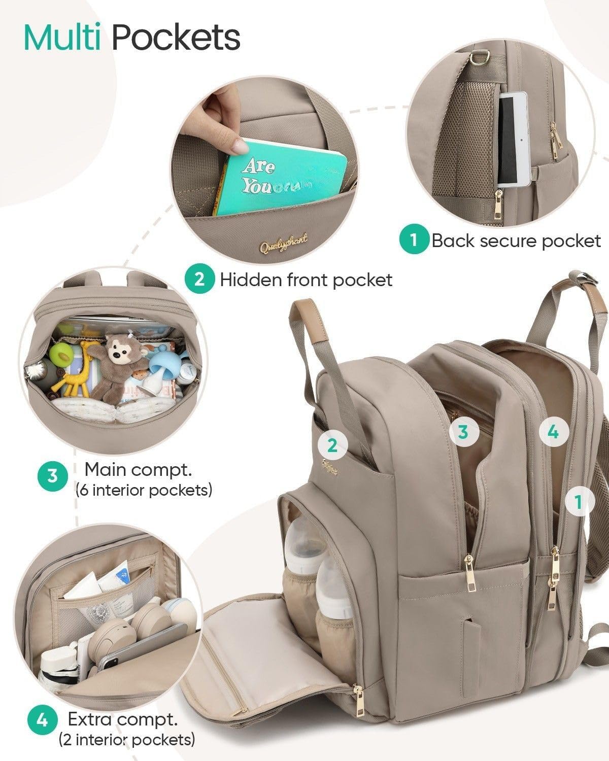 Extra Large Diaper Bag Backpack for 2 Kids Expandable 30-38L
