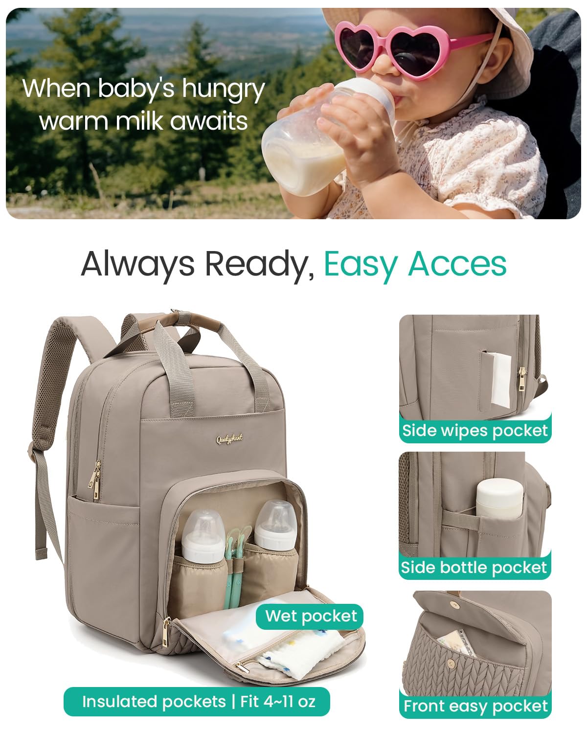 Extra Large Diaper Bag Backpack for 2 Kids Expandable 30-38L