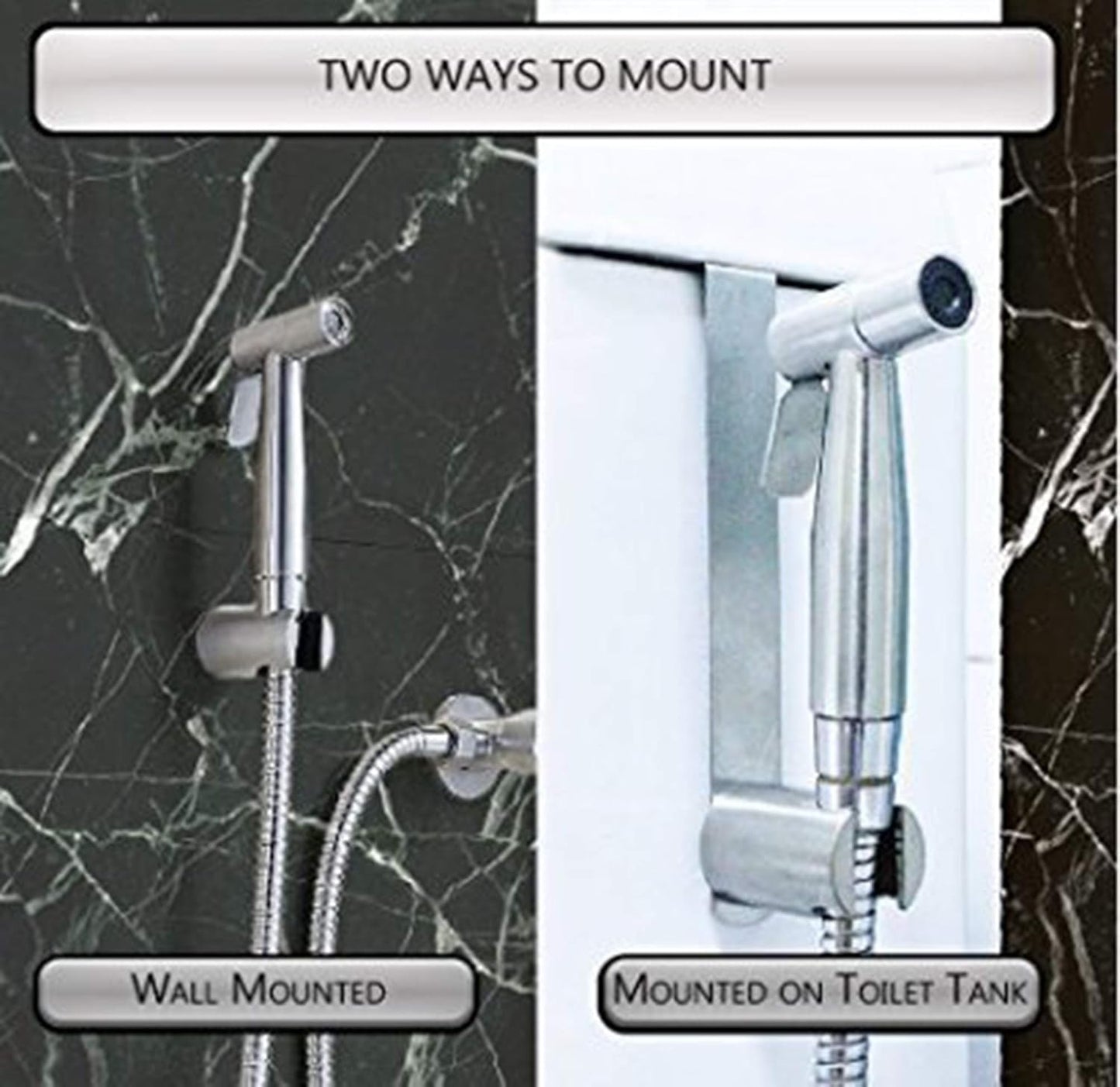 Stainless Steel Handheld Bidet Spray for Existing Toilets. Shower Dual Use Shattaf & Cloth Handheld Diaper Washer Sprayer Complete Bidet Set Spray Kit Silver