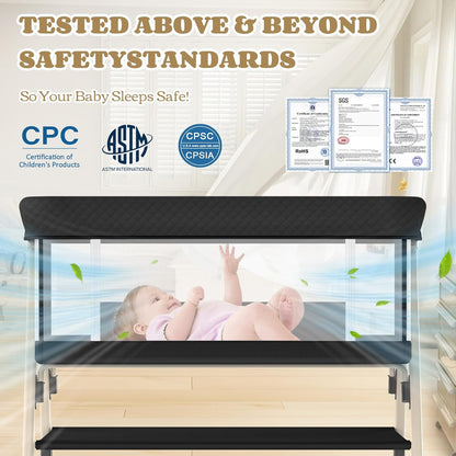 Baby Bassinet, 3-in-1 Baby Bassinets Bedside Sleeper for Newborn with Breathable Mesh, Portable Baby Crib with 4- Adjustable Height, Mattress, Storage Basket & Lockable Wheels, CPSC Beige